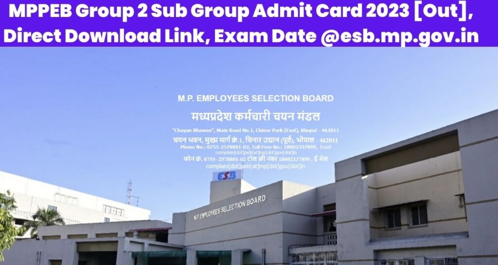 MPPEB Group 2 Sub Group Admit Card 2023