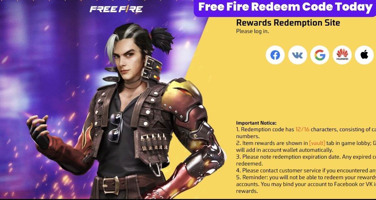 Free Fire Redeem Code Today