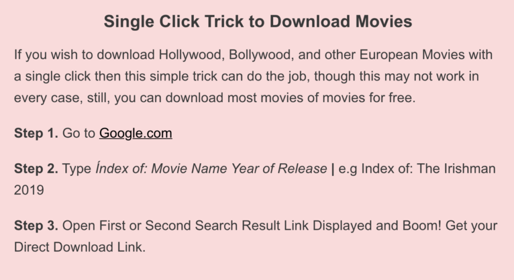 Trick to Download Movies Single Click