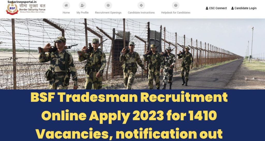 BSF Tradesman Recruitment Online Apply 2023