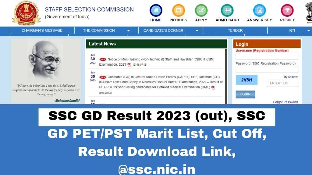 SSC GD Result 2023 (out)